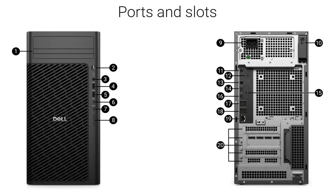 Porty i złącza Dell Pro Precision 9 T2 PW9T2260