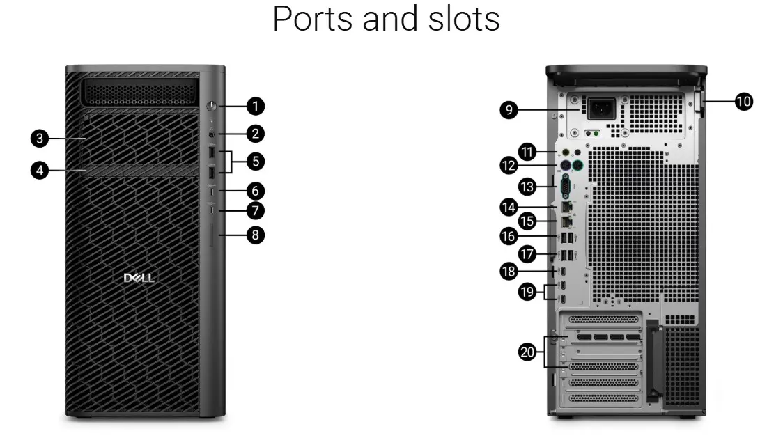 Porty i złącza Dell Pro Precision 9 T4 PW9T4260