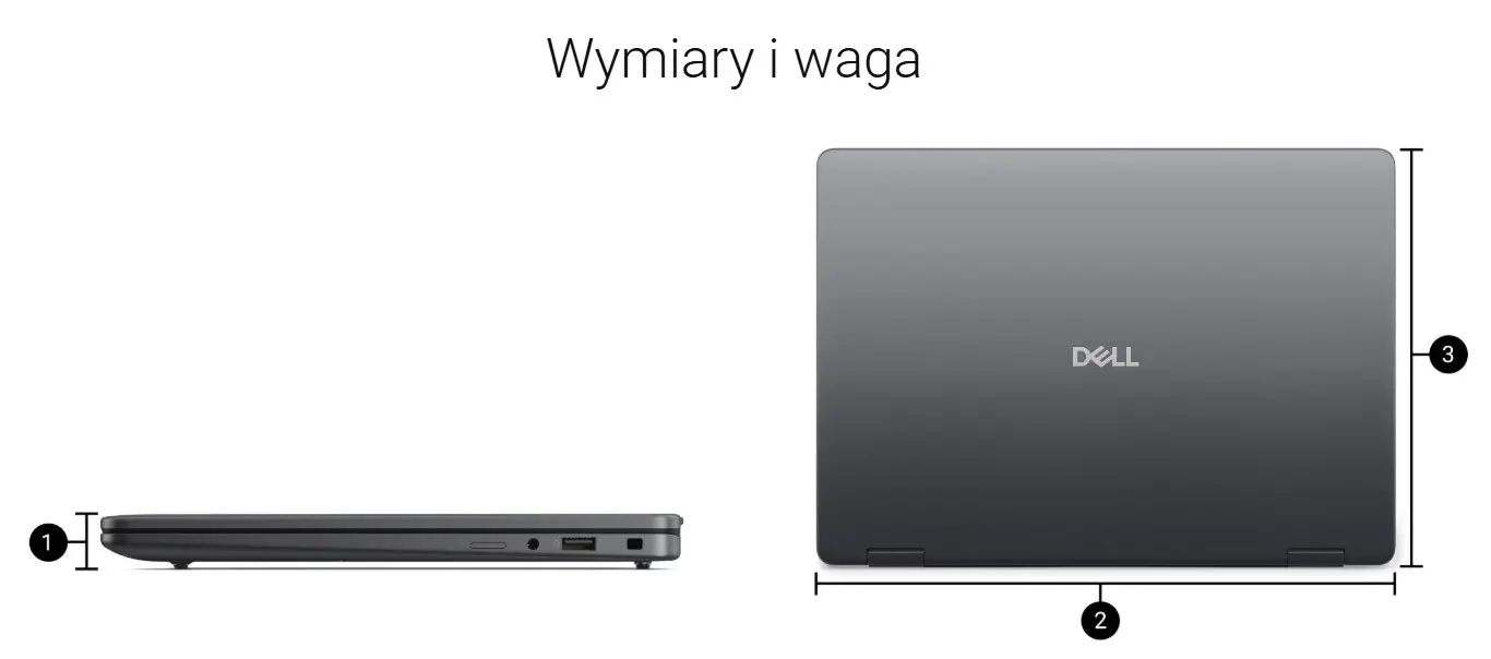Wymiary Dell Pro 7 13 2-in-1 P703260
