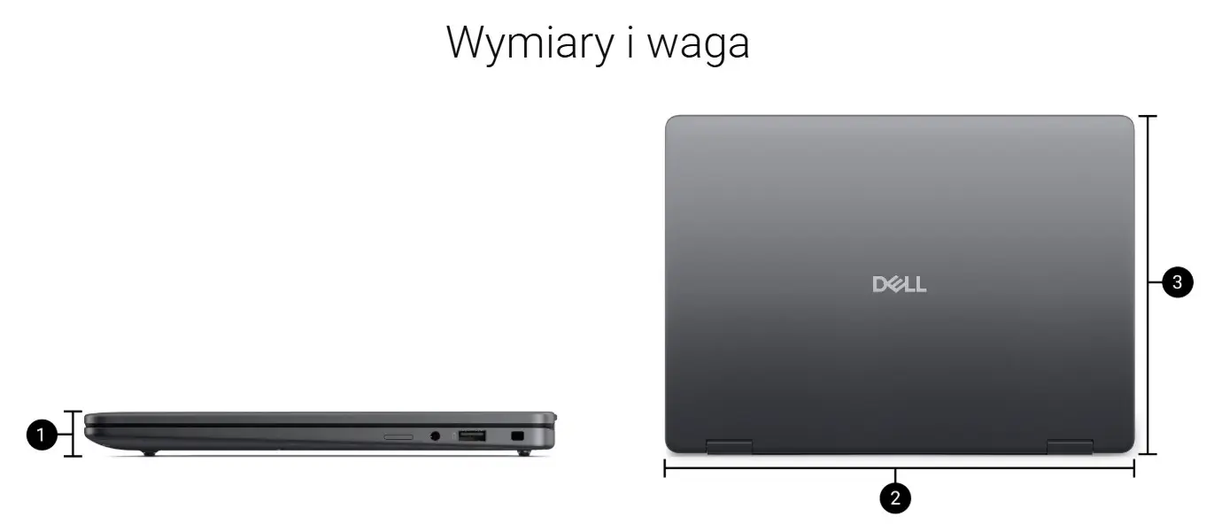 Wymiary Dell Pro 7 13 2-in-1 P703265